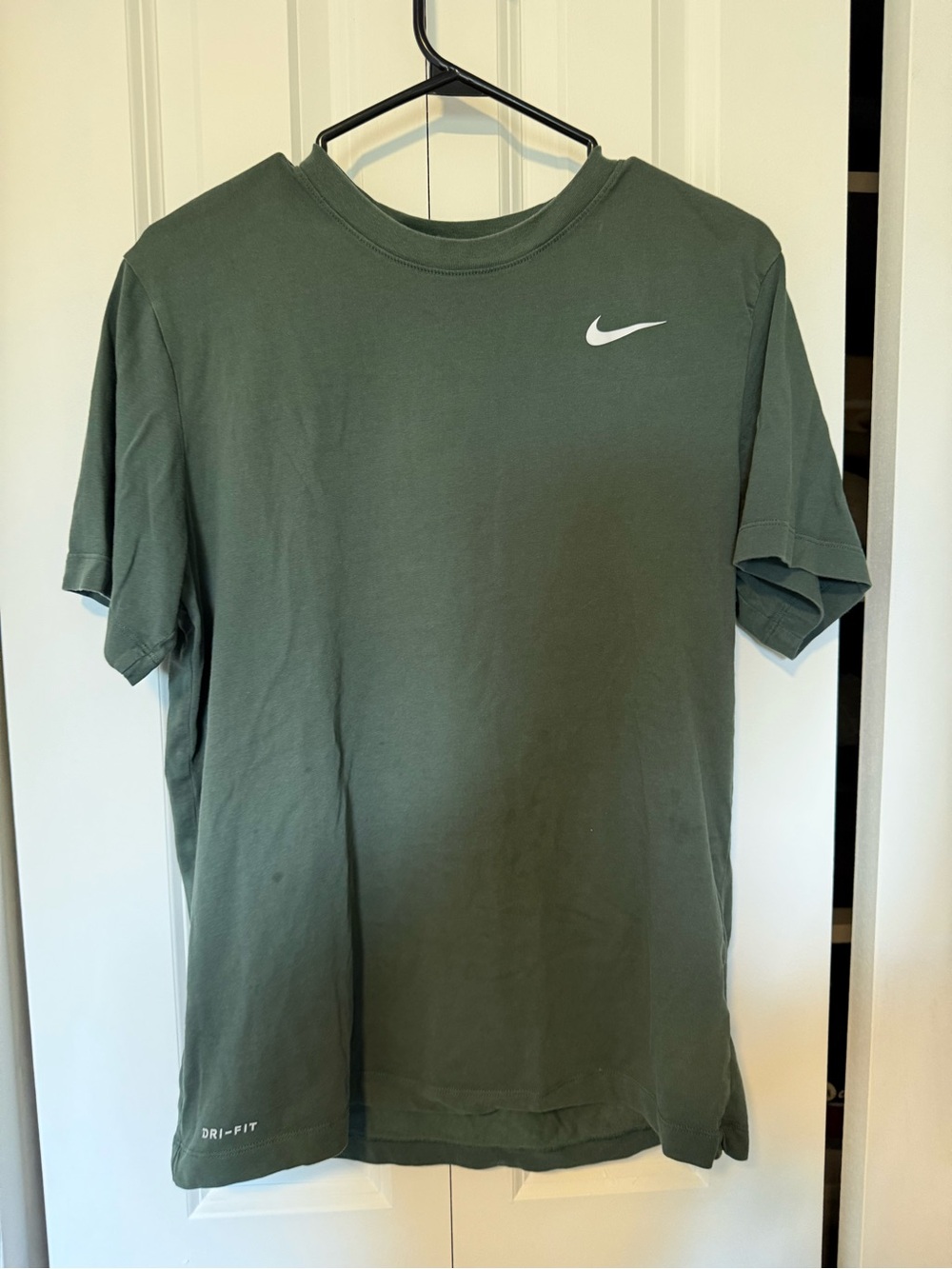 Nike Olive Green Short Sleeve Dri-FIT Tee with Swoosh